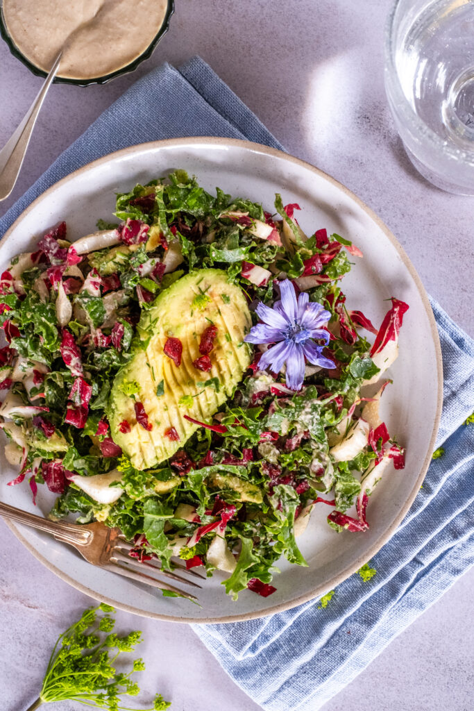 Bitter Green Salad with Walnut Blue Cheese Dressing - Longevity P - Full Size-5